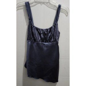 Vtg‎ 90s Y2K Self Esteem Sleeveless Asymmetrical Blouse Satin Beaded Size XS